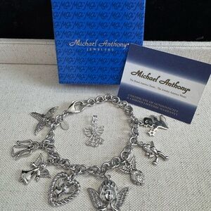 Michael Anthony Silver Angel Charm Bracelet & One Additional Angel Pendant/Charm